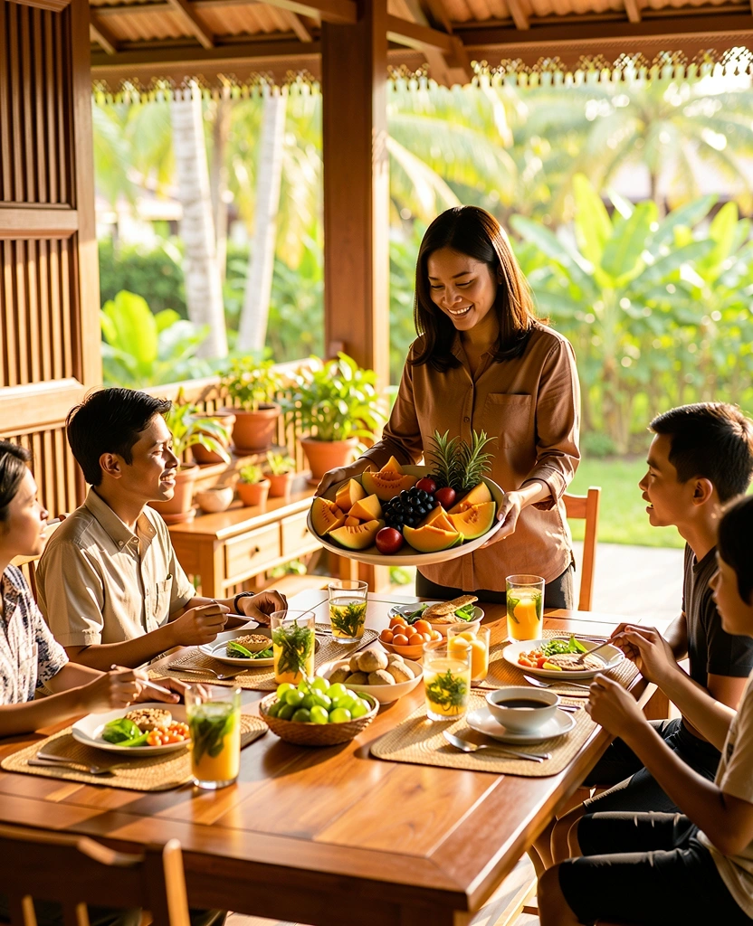 Family breakfast scene